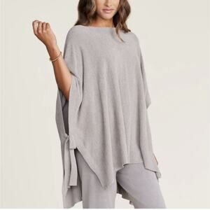 Barefoot Dreams - CozyChic Ultra Lite Hi Low Poncho w Side Ties - Blue Ice S/M